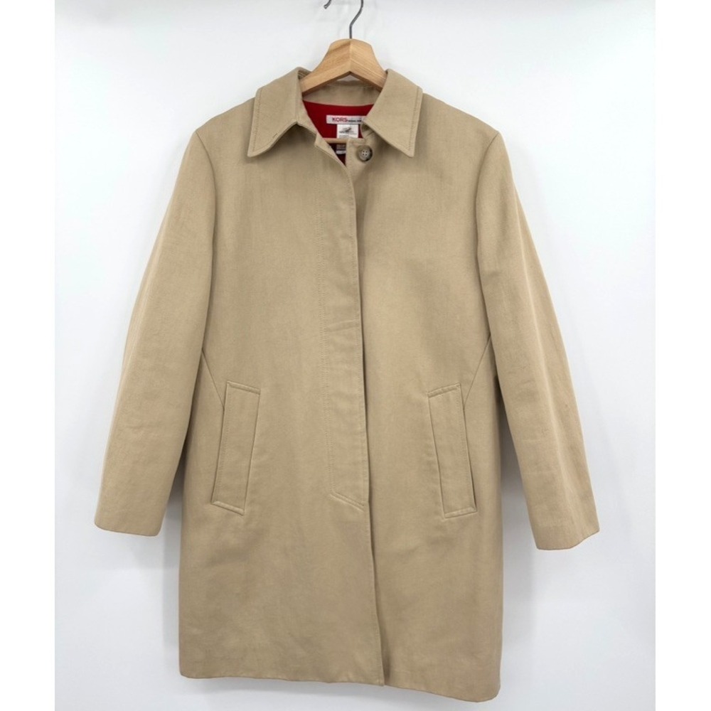 KORS Michael Kors Beige Cotton Coat Women's 2 Made in Italy Classic Trench Style